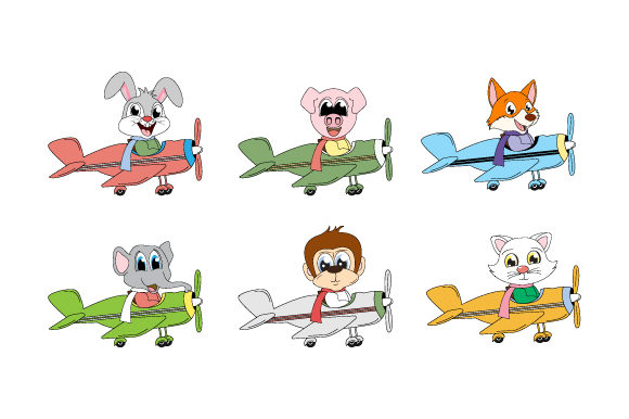 Adorable Aviation: Using Cute Animal in the Plane Simple Vector