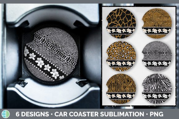 Animal Print Car Coaster: Wild Floral Sublimation Designs