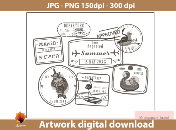 Animal Travel Stamp Digital Artwork for Creatives