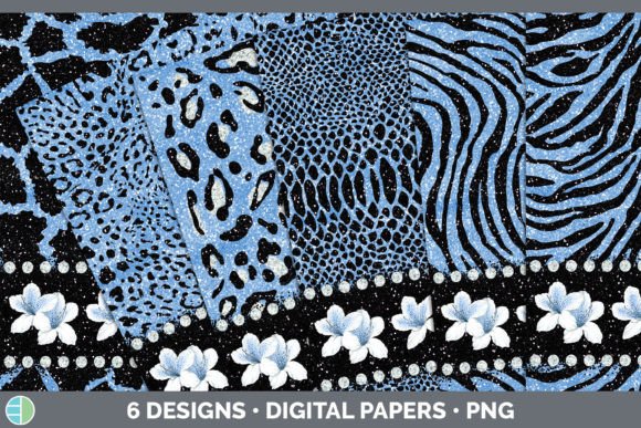 Blue Animal Print Backgrounds | Flower D: Bold Patterns for Modern Design