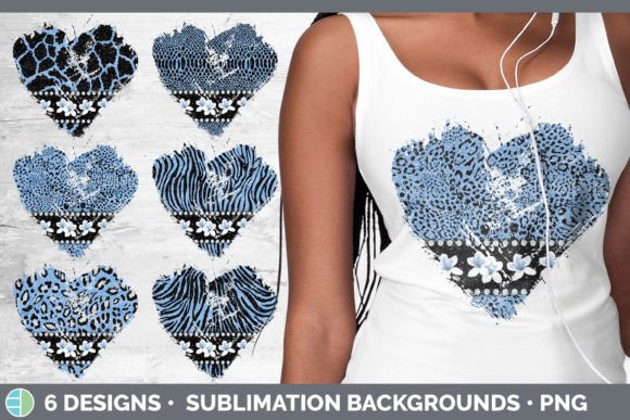 Blue Animal Print Heart Distressed Clipa: A Bold Sublimation Asset