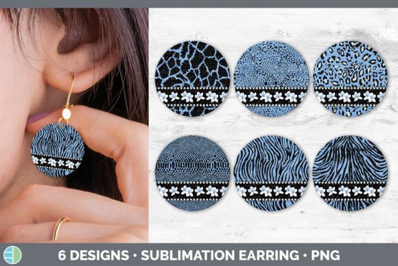 Blue Animal Print Round Earring | Sublim Design Assets