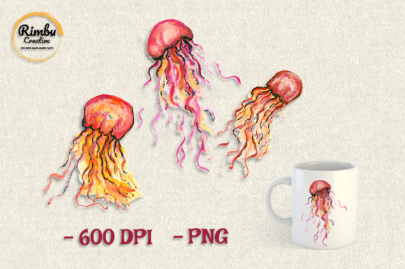 Capturing the Ocean's Grace: Jellyfish Watercolor Clipart