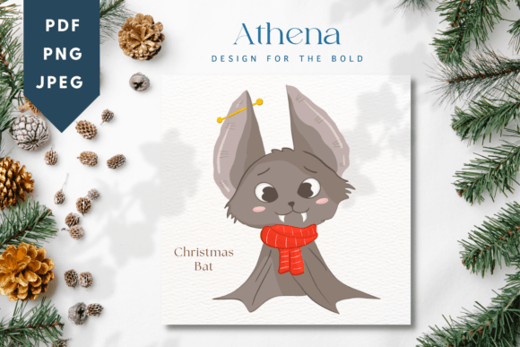 Christmas Bat | Cute Baby Animal: A Whimsical Holiday Design Asset
