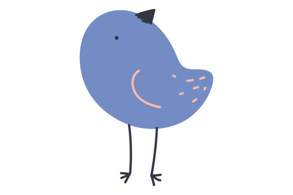 Cute Blue Bird: A Funny Baby Animal Doodle for Joyful Design