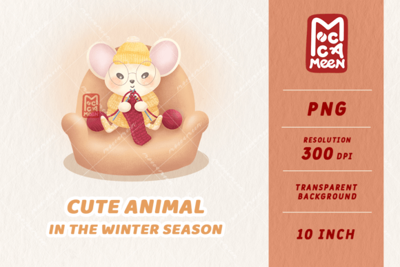 Cute Mouse Knitting: Your Cozy Winter Animal Png