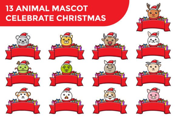 Introducing Cute Christmas Animal Mascot with Red Ribbon