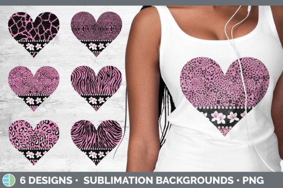Pink Animal Print Hearts Clipart: A Sublimation Design Asset