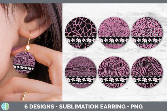 Pink Animal Print Round Earring: Bold Sublimation Design