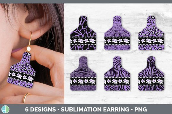 Purple Animal Print Cow Tag Earring | Su: A Bold Design Statement