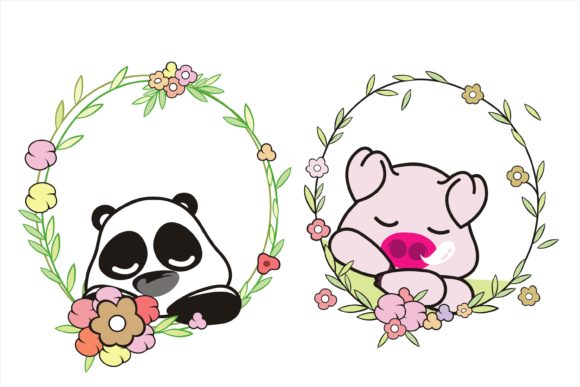 Unleash Whimsy: The Cute Animal with Beauty Wreath Flower Font