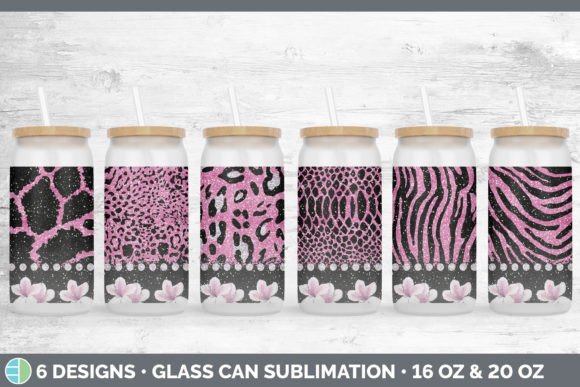 Unleash Wild Style: The Pink Animal Print Glass Can Bundle